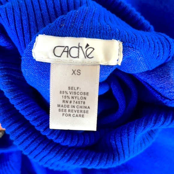 Cache XS turtleneck top blue knit button sleeve - Picture 5 of 5